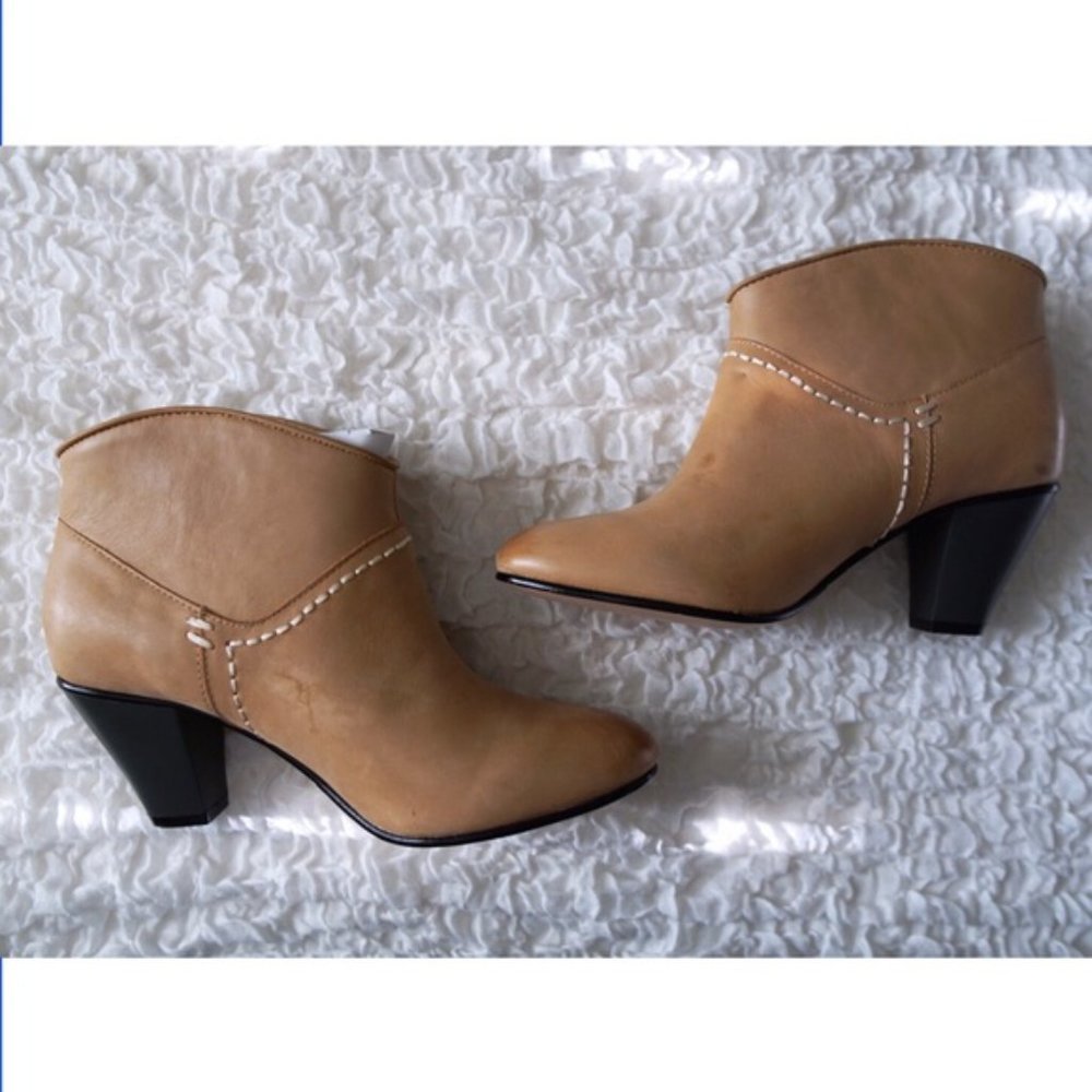MAJE Olivette’s Camel Leather Ankle Tan Boots - Picture 7 of 9